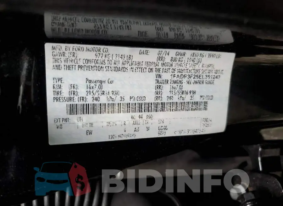 1FADP3F25EL361243 Photo# 12