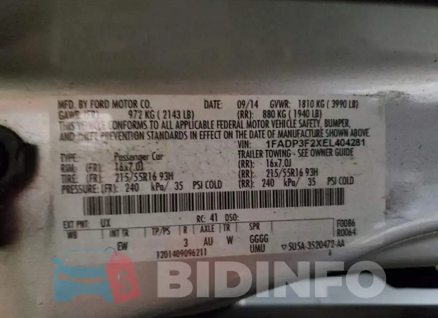 1FADP3F2XEL404281 Photo# 12