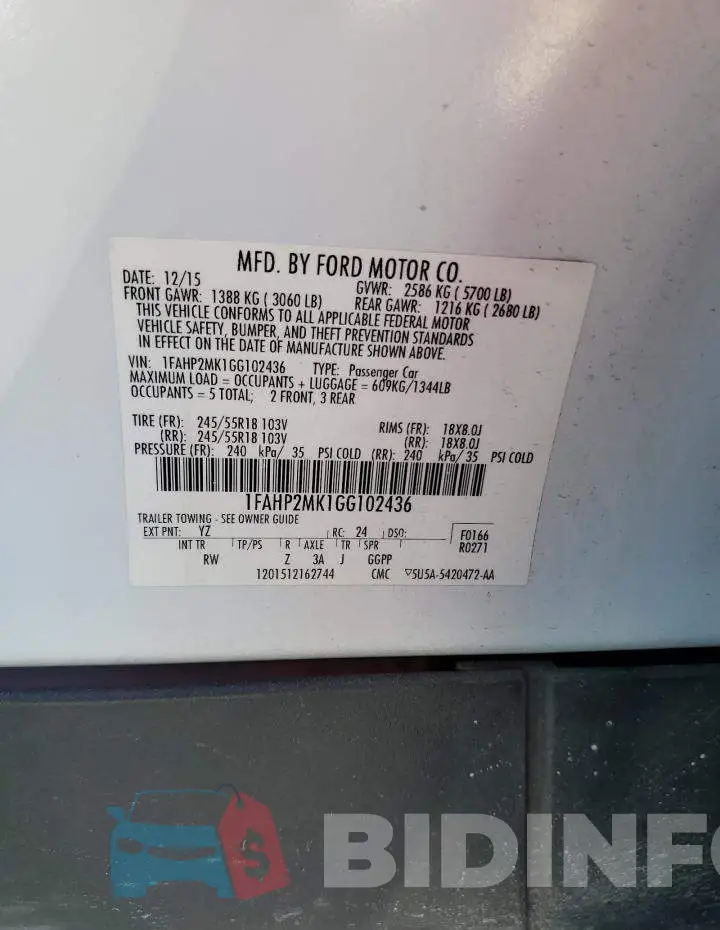 1FAHP2MK1GG102436 Photo# 12