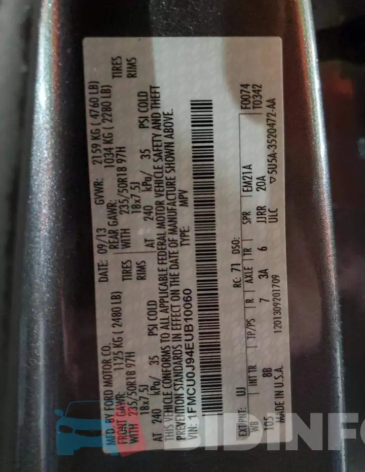 1FMCU0J94EUB10060 Photo# 13
