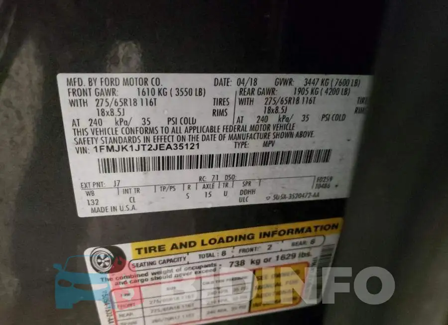 1FMJK1JT2JEA35121 Photo# 13