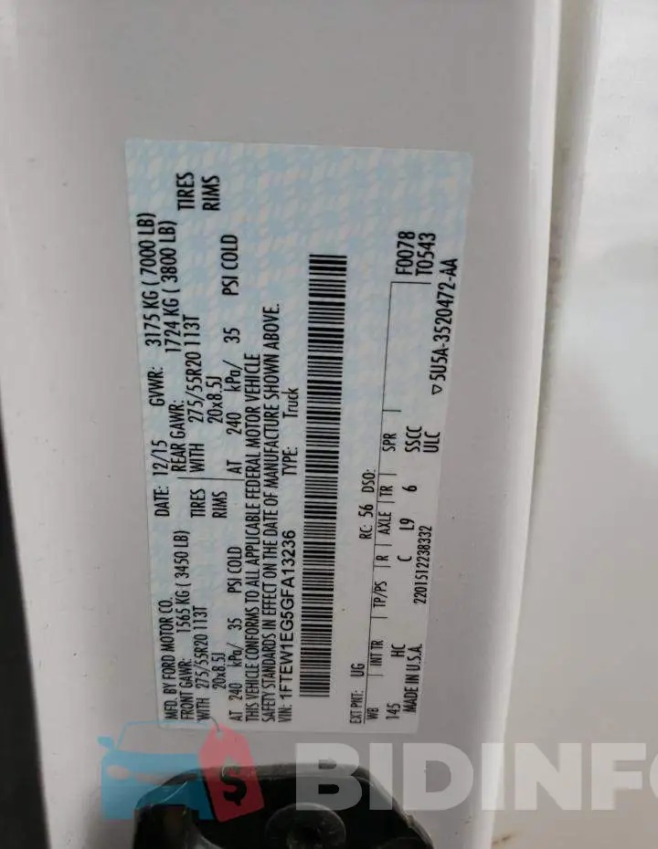 1FTEW1EG5GFA13236 Photo# 12
