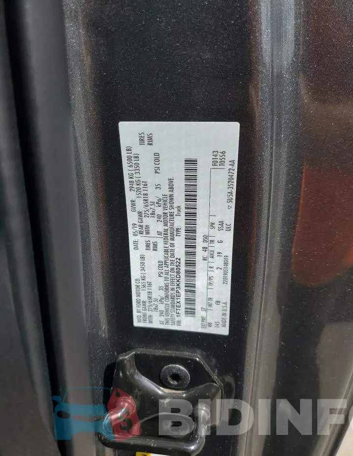 1FTEX1EP3KKD80522 Photo# 12