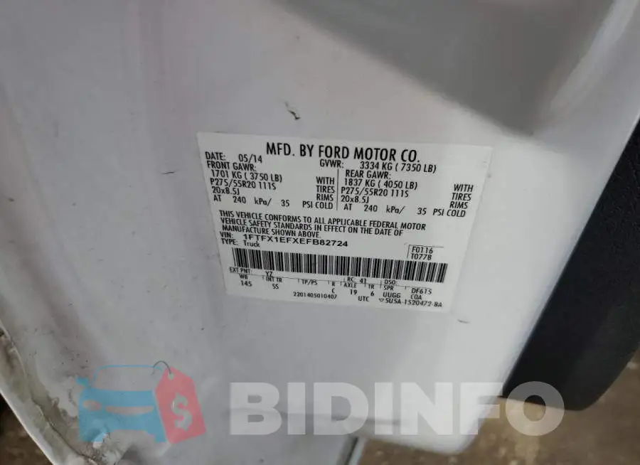 1FTFX1EFXEFB82724 Photo# 12