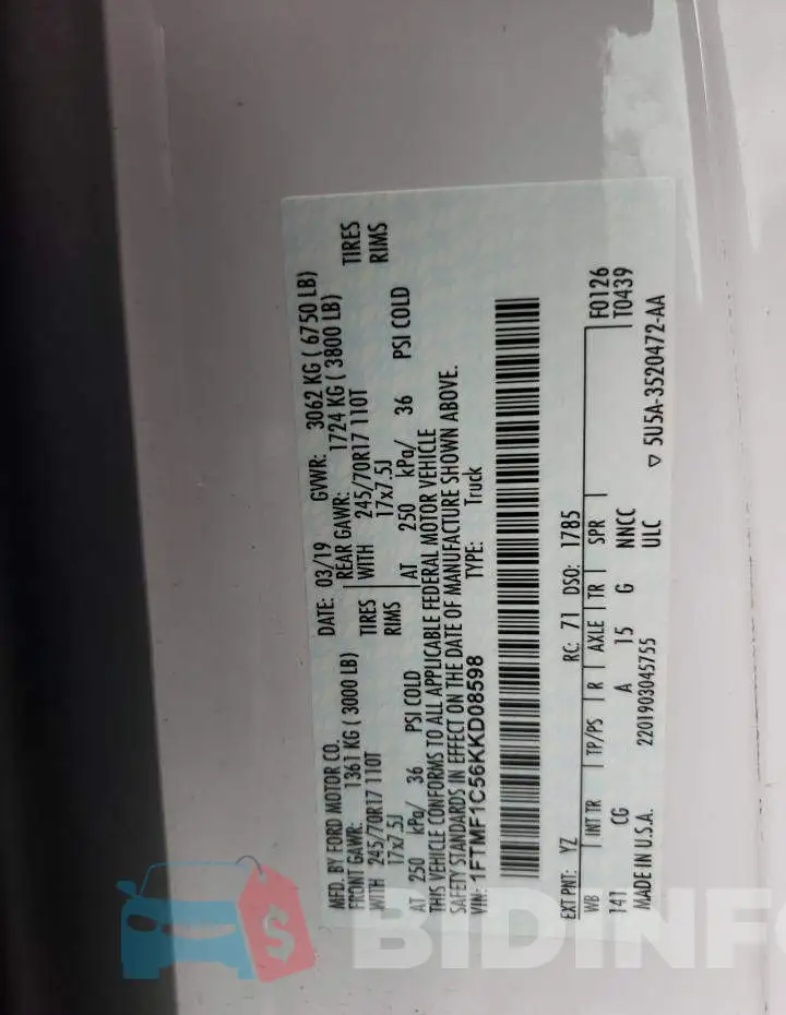 1FTMF1C56KKD08598 Photo# 12