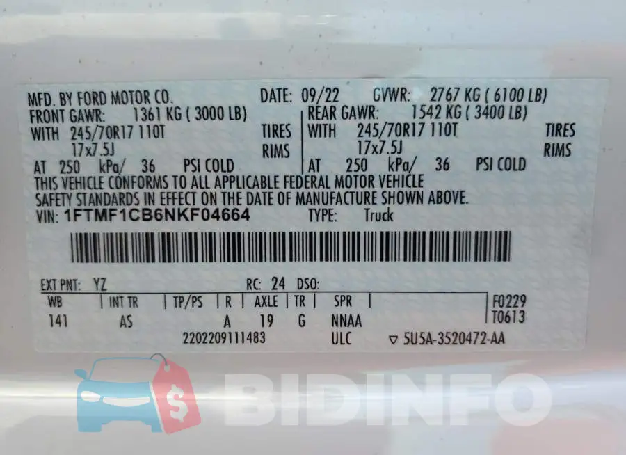 1FTMF1CB6NKF04664 Photo# 12