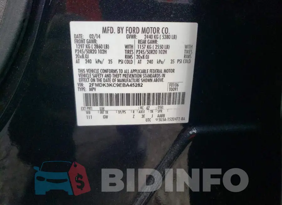 2FMDK3KC9EBA45282 Photo# 13
