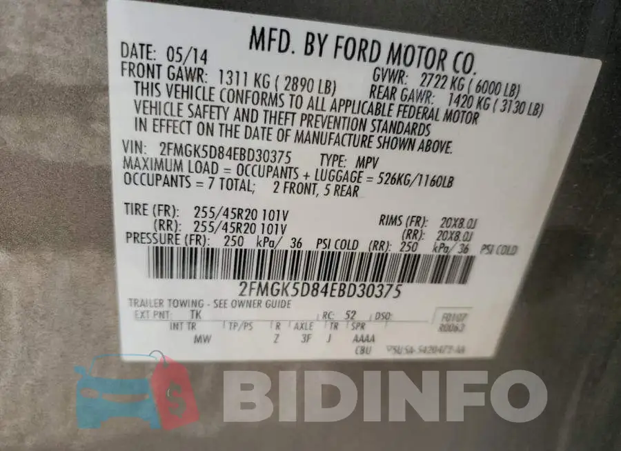 2FMGK5D84EBD30375 Photo# 12