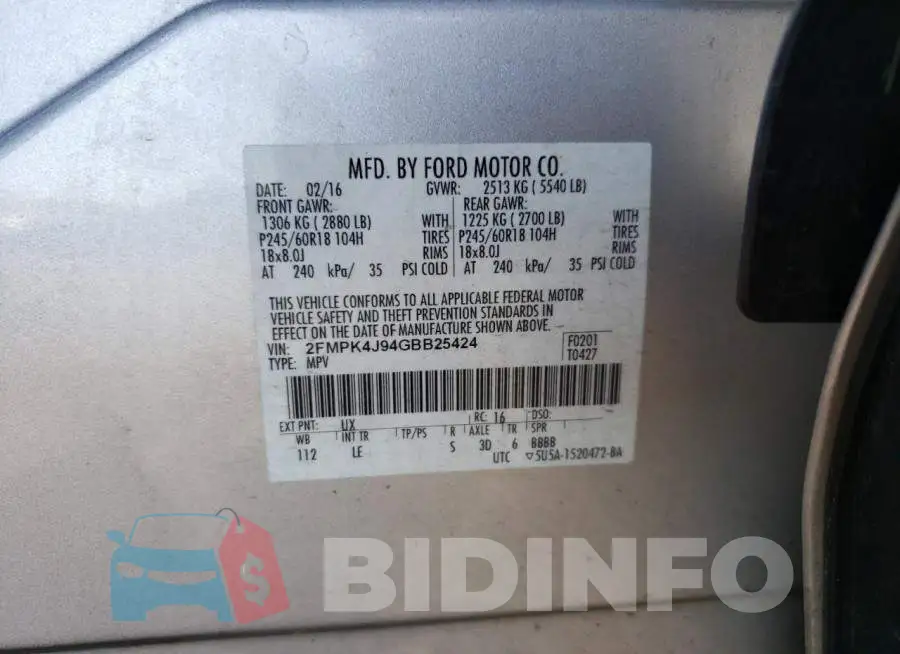 2FMPK4J94GBB25424 Photo# 13