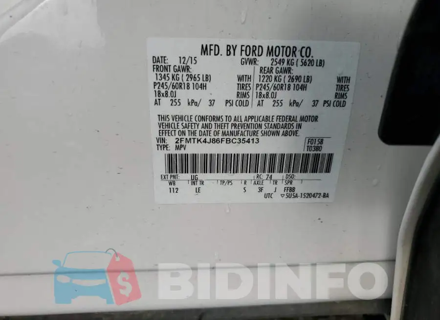 2FMTK4J86FBC35413 Photo# 12