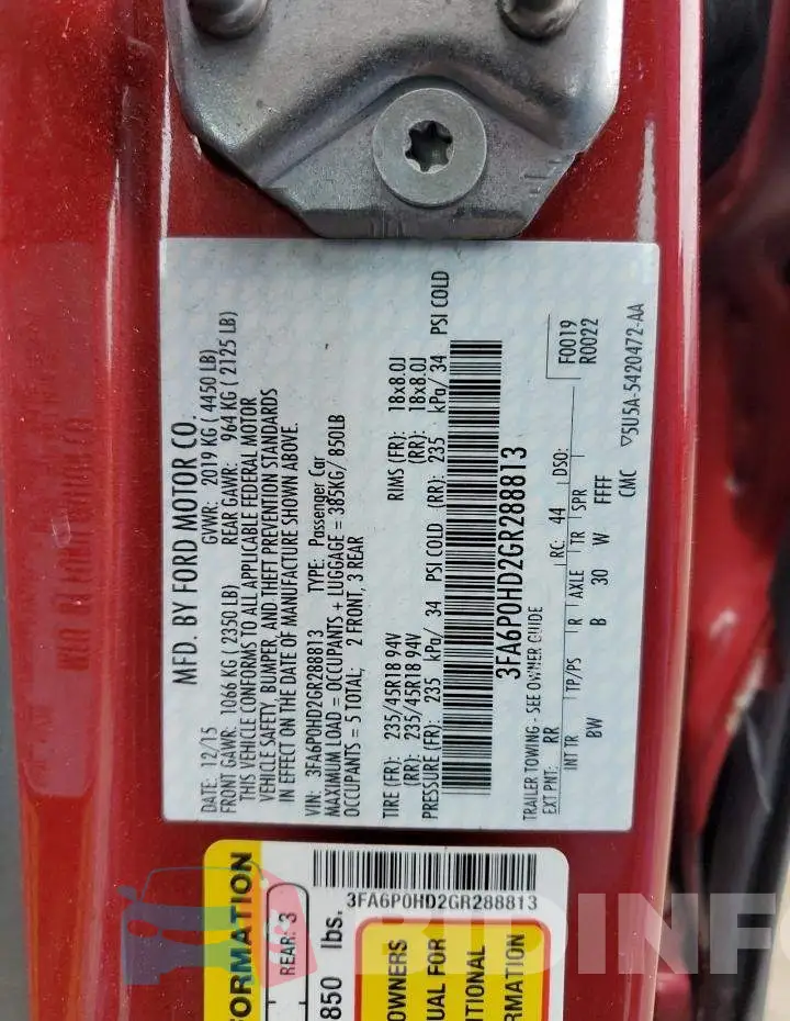 3FA6P0HD2GR288813 Photo# 12