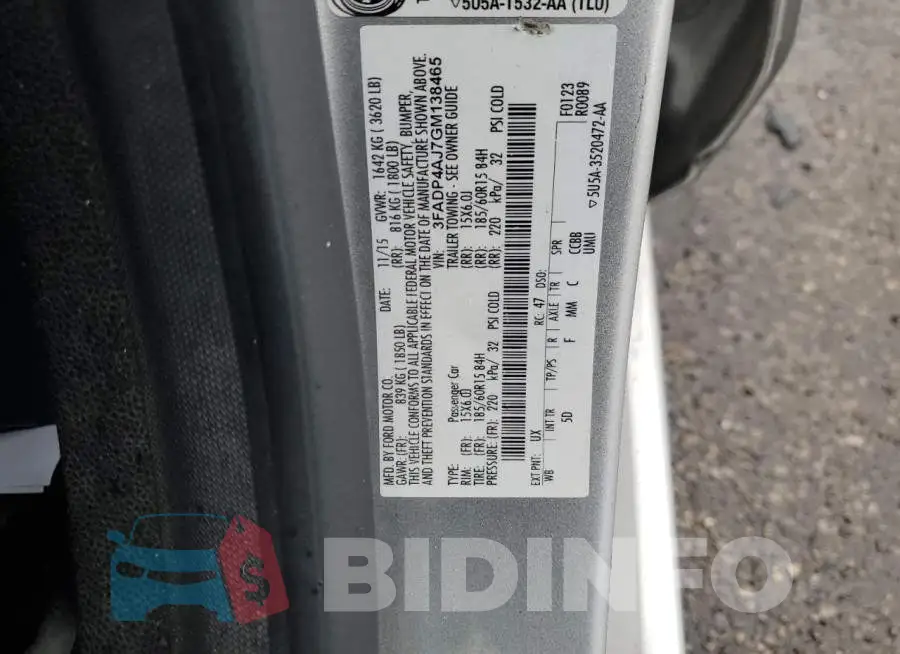 3FADP4AJ7GM138465 Photo# 12