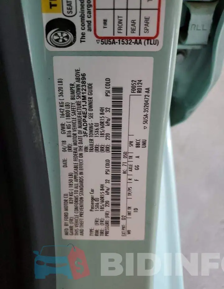 3FADP4EJ1JM123896 Photo# 12