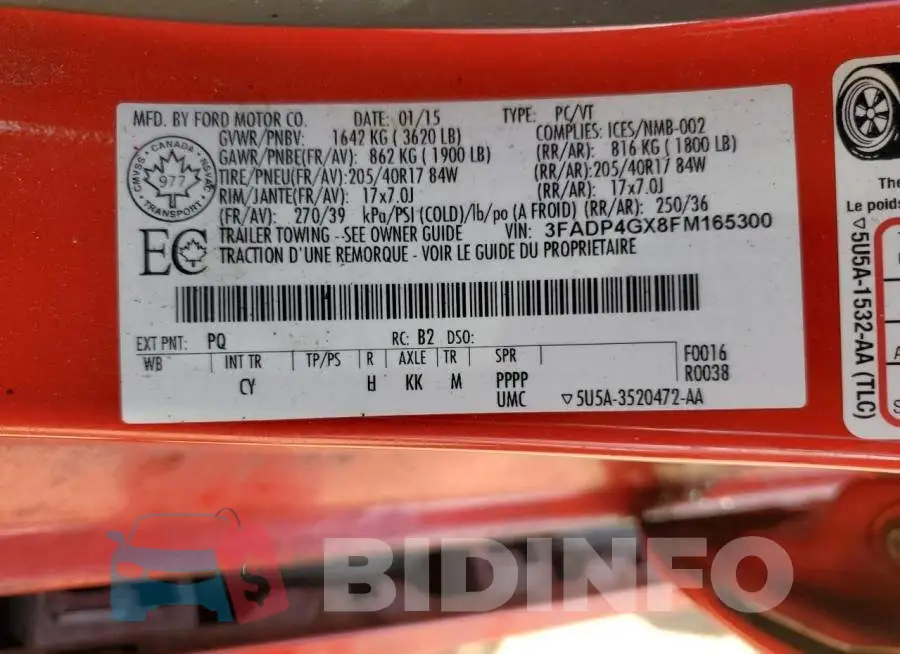 3FADP4GX8FM165300 Photo# 12