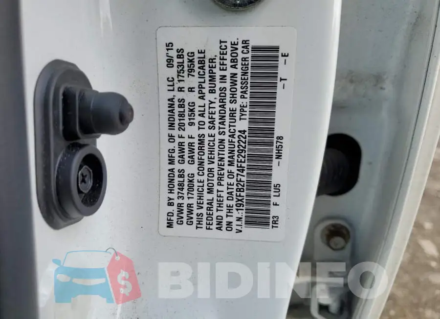 19XFB2F74FE292224 Photo# 13
