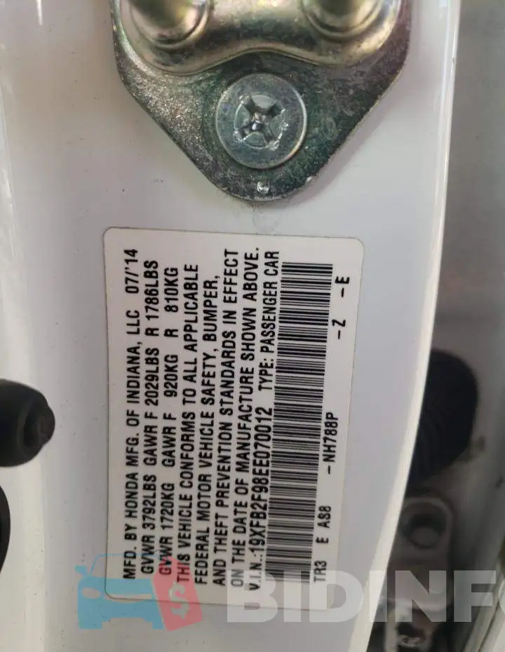 19XFB2F98EE070012 Photo# 13