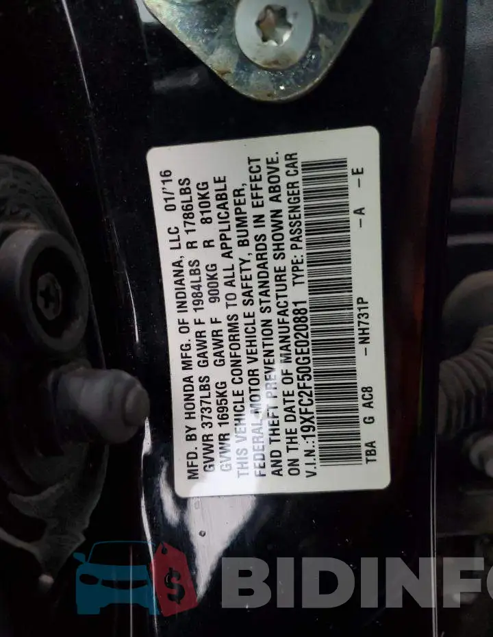 19XFC2F50GE020881 Photo# 12