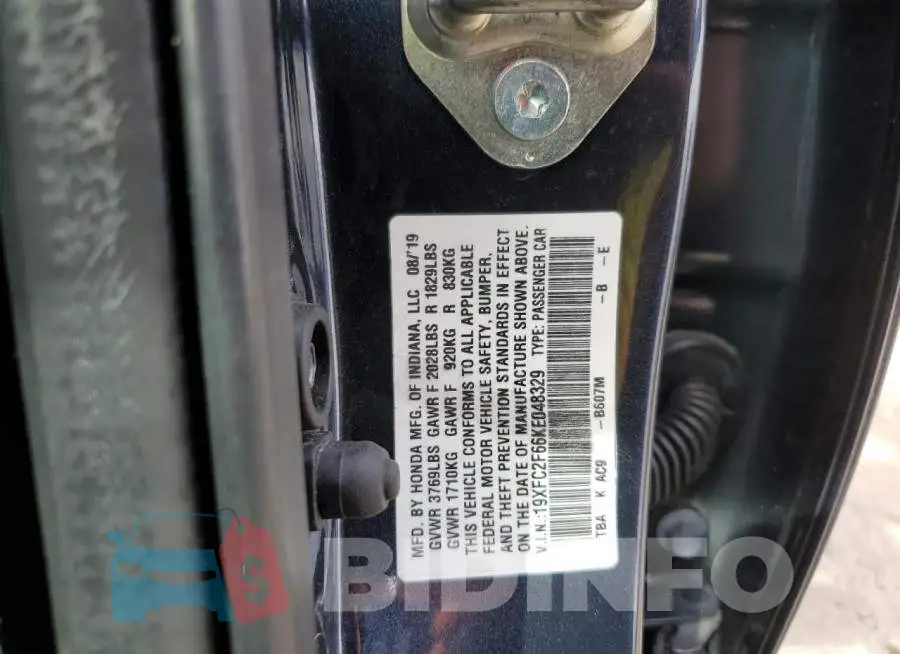 19XFC2F66KE048329 Photo# 12
