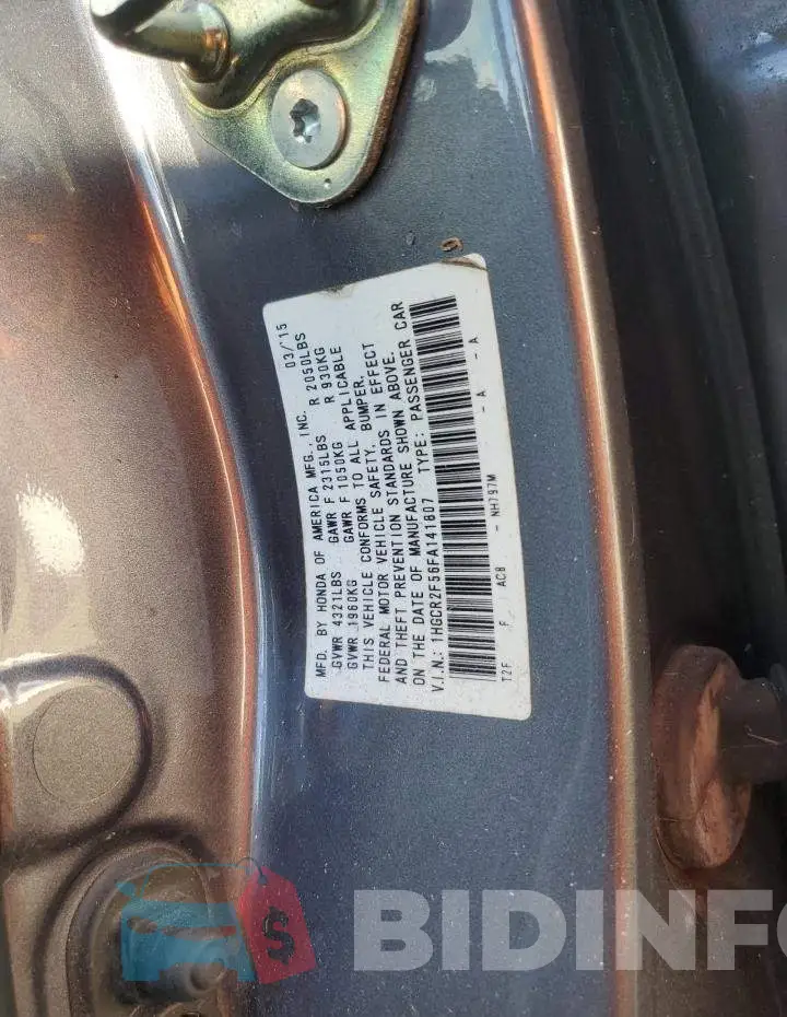 1HGCR2F56FA141807 Photo# 12