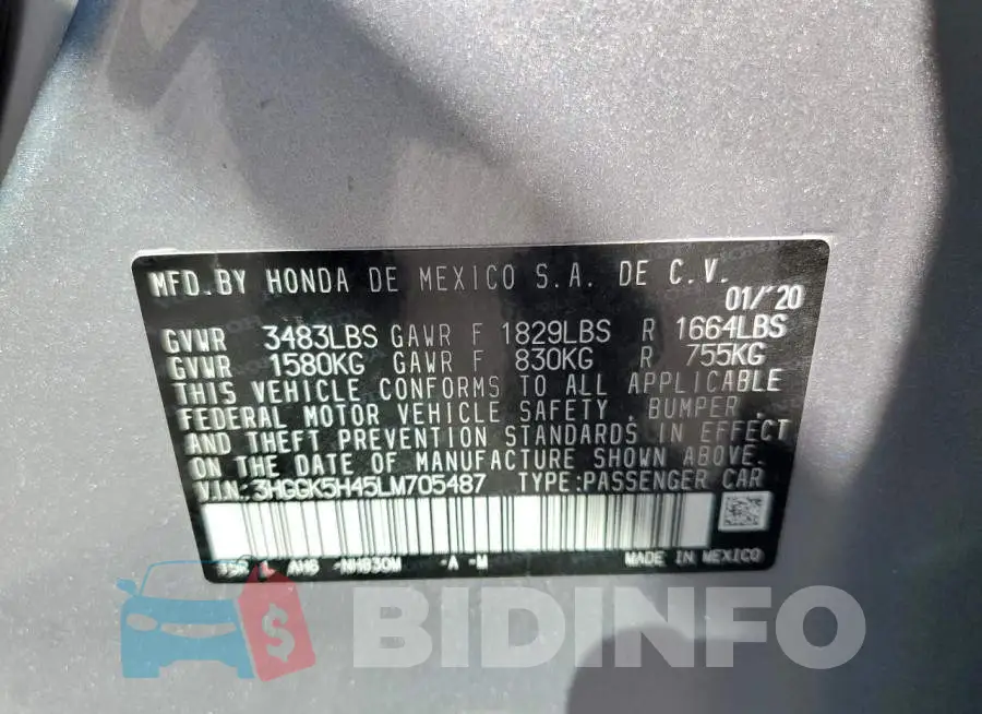 3HGGK5H45LM705487 Photo# 12