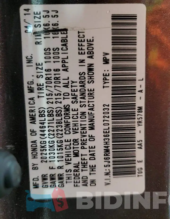 5J6RM4H36EL072032 Photo# 12