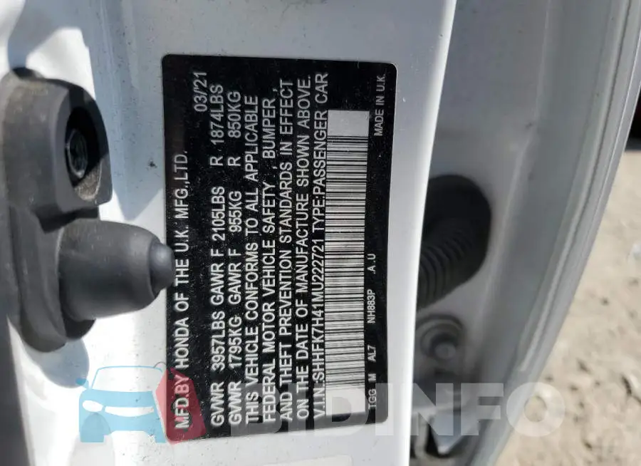 SHHFK7H41MU222721 Photo# 12