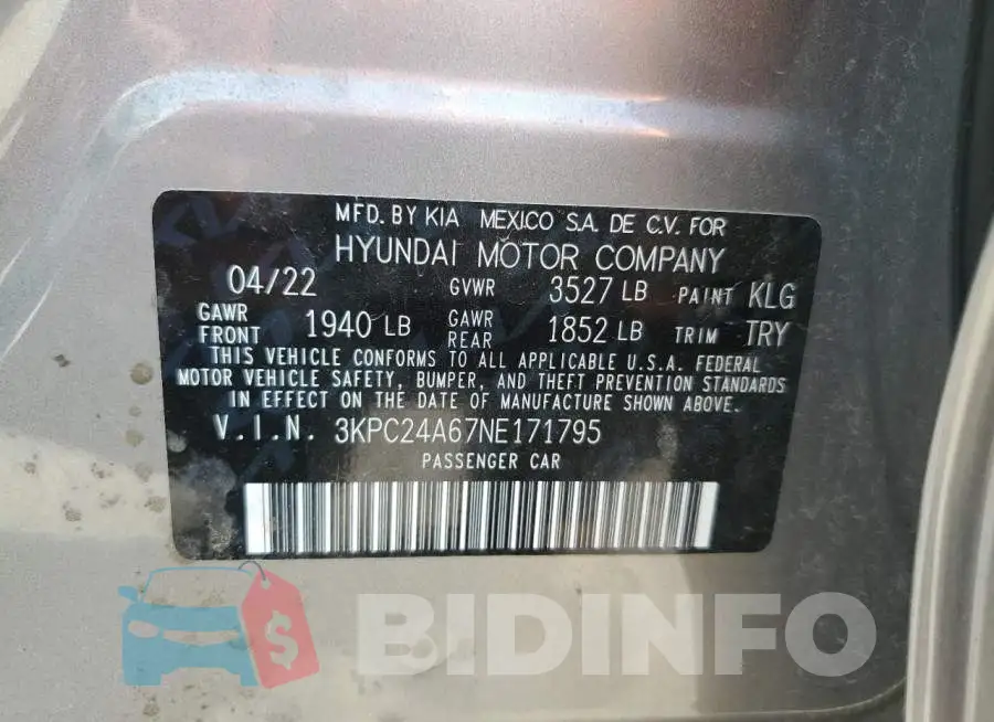 3KPC24A67NE171795 Photo# 12