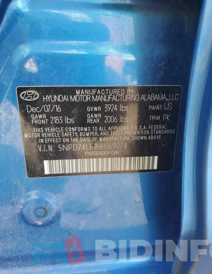 5NPD74LF1HH169074 Photo# 12