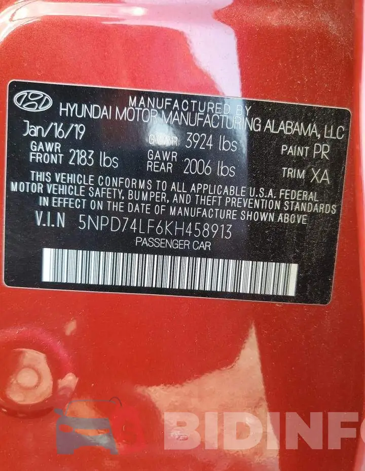 5NPD74LF6KH458913 Photo# 12