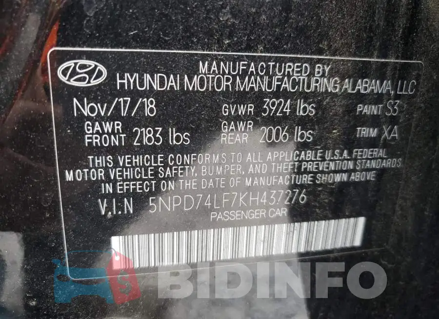 5NPD74LF7KH437276 Photo# 12