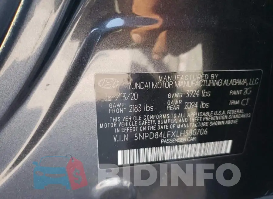 5NPD84LFXLH580706 Photo# 12