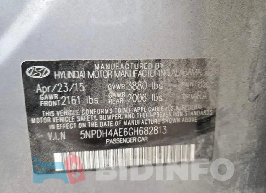 5NPDH4AE6GH682813 Photo# 12