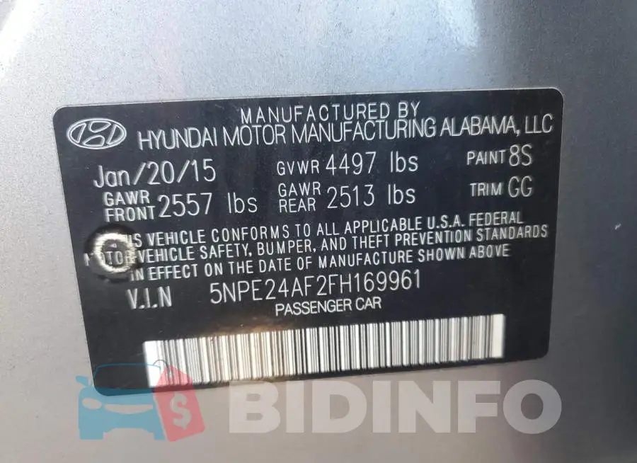 5NPE24AF2FH169961 Photo# 12