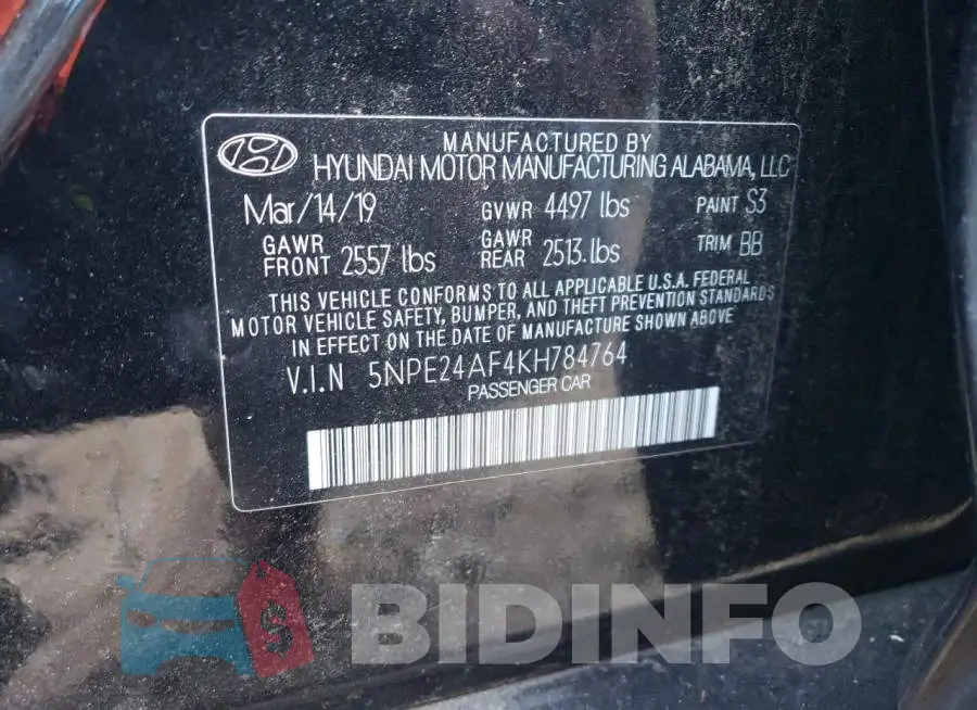 5NPE24AF4KH784764 Photo# 12