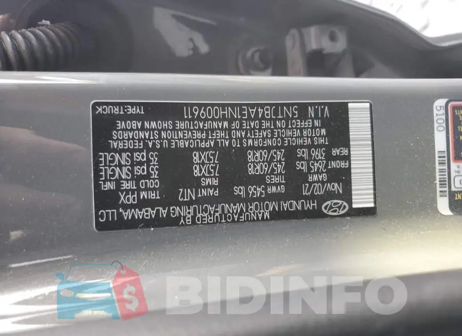 5NTJB4AE1NH009611 Photo# 12