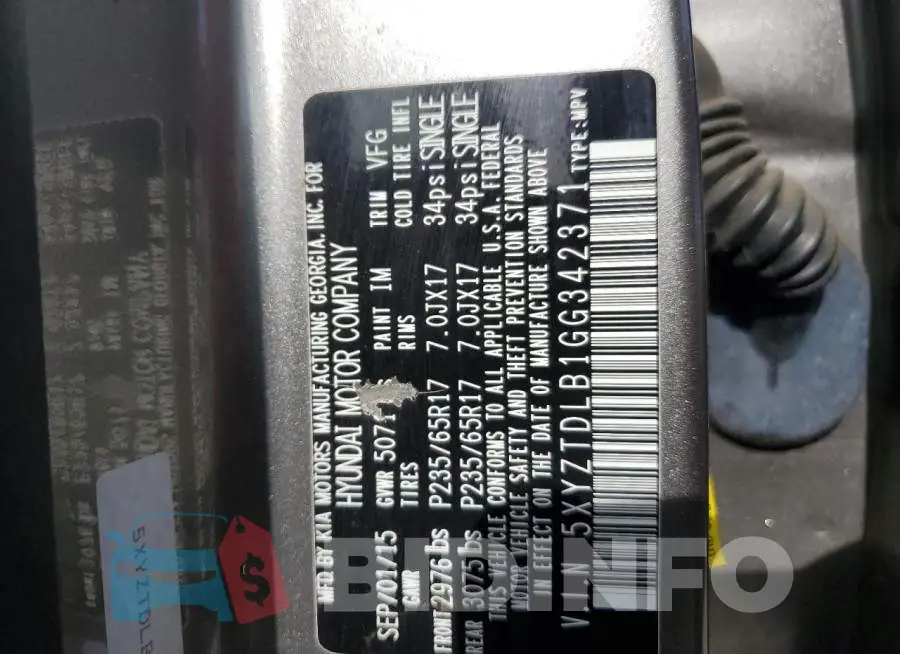 5XYZTDLB1GG342371 Photo# 13