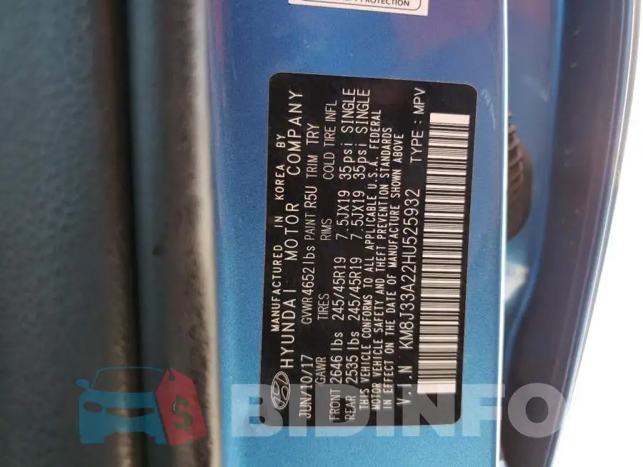 KM8J33A22HU525932 Photo# 13