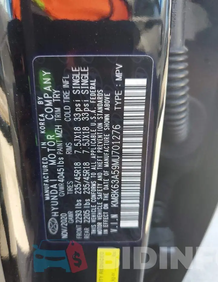 KM8K63A59MU701276 Photo# 13