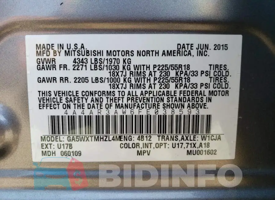 4A4AR3AW6FE038593 Photo# 12