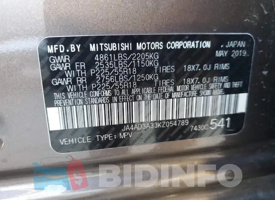 JA4AD3A33KZ054789 Photo# 14