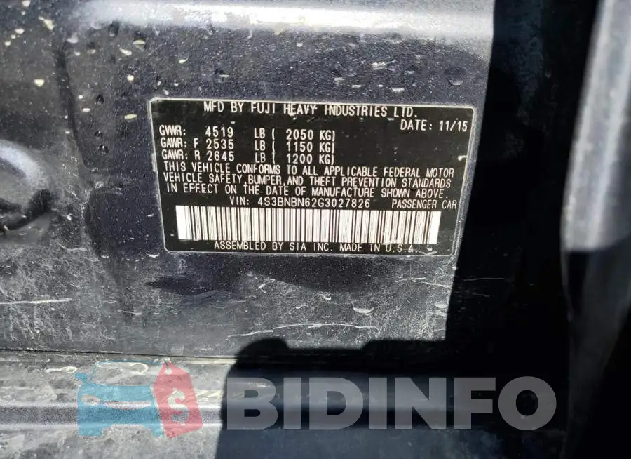 4S3BNBN62G3027826 Photo# 12