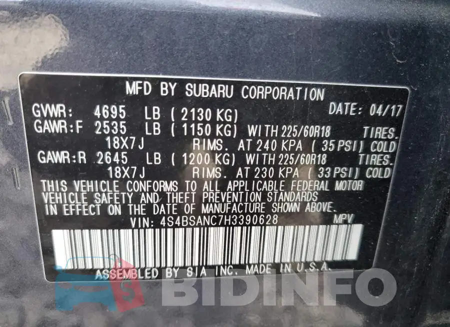 4S4BSANC7H3390628 Photo# 13