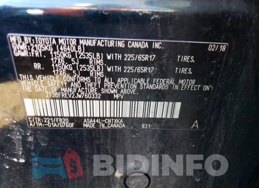 2T3BFREV2JW760332 Photo# 13