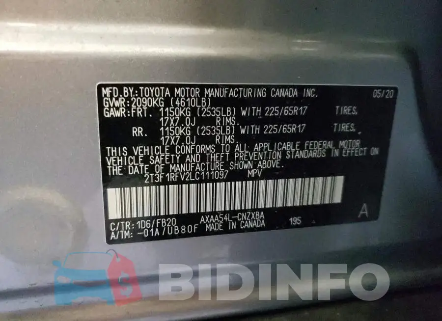 2T3F1RFV2LC111097 Photo# 13