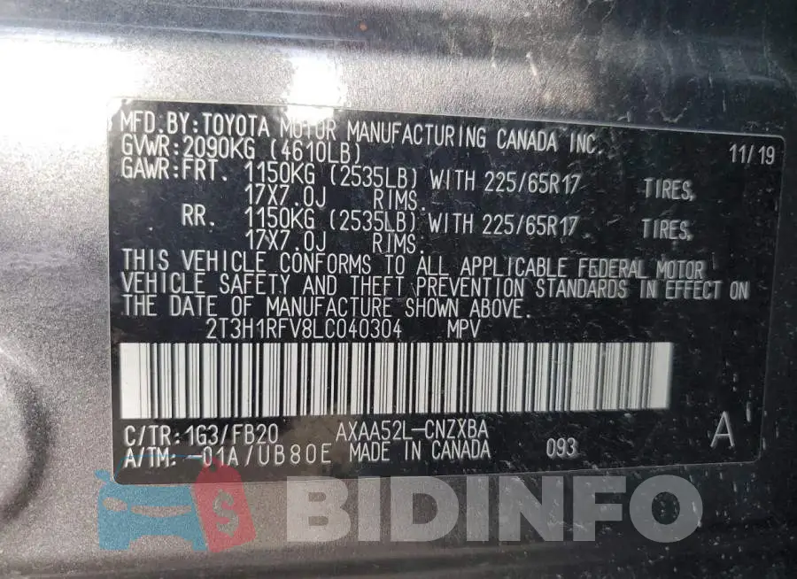2T3H1RFV8LC040304 Photo# 13