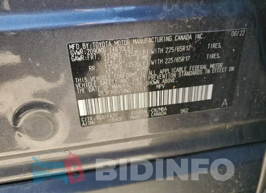 2T3P1RFV5NW277751 Photo# 14