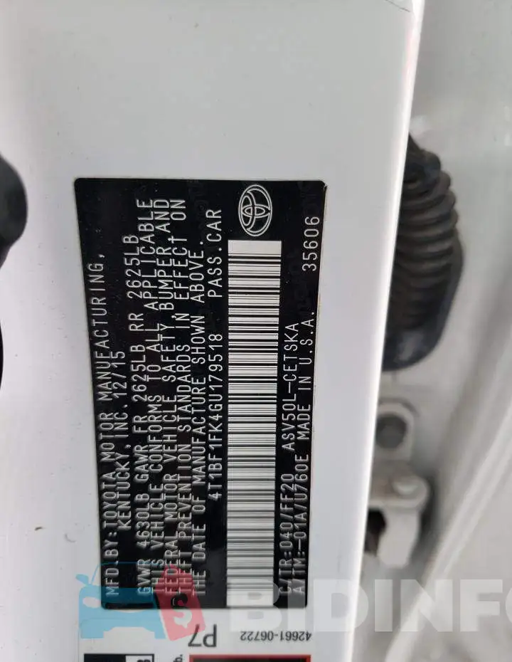 4T1BF1FK4GU179518 Photo# 12