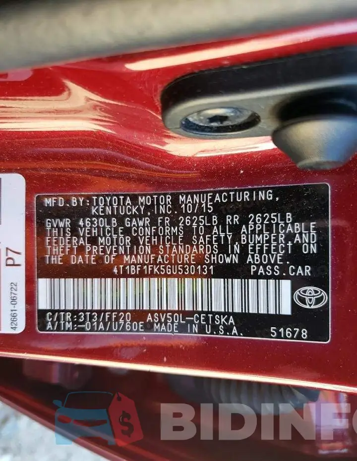 4T1BF1FK5GU530131 Photo# 12