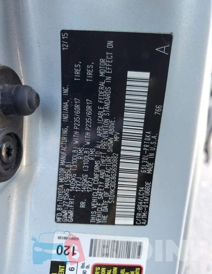 5TDYK3DC8GS690882 Photo# 13