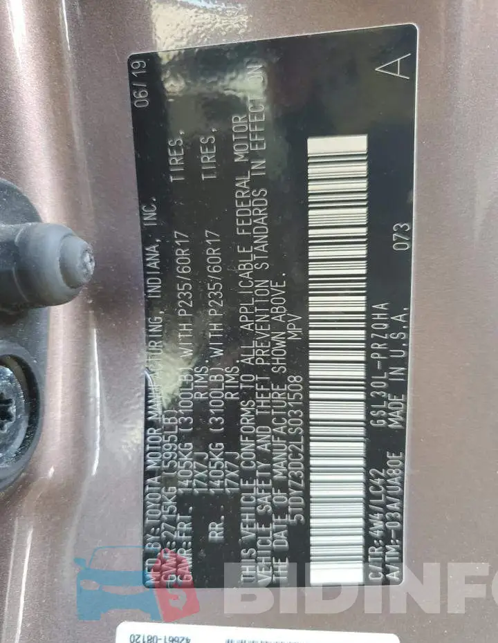 5TDYZ3DC2LS031508 Photo# 13